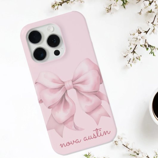 Trendy roze boog gepersonaliseerd met naam monogra Case-Mate iPhone case