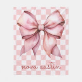 Trendy roze boog gepersonaliseerd met naam monogra fleece deken (Voorkant)