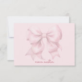 Trendy roze boog gepersonaliseerd met naam monogra notitiekaartje (Voorkant)