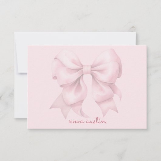 Trendy roze boog gepersonaliseerd met naam monogra notitiekaartje (Voorkant)