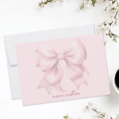 Trendy roze boog gepersonaliseerd met naam monogra notitiekaartje