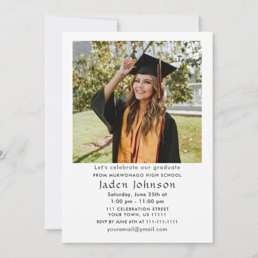 Trendy Roze Bow Coquette 2 FOTO Afstudeerfeest Kaart (Achterkant)