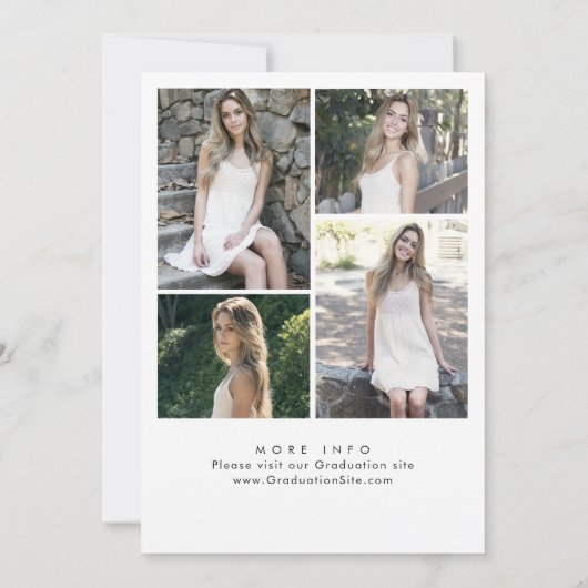 Trendy Roze Bow Ribbon 4 FOTO Afstudeerfeest Kaart (Achterkant)