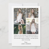 Trendy Roze Bow Ribbon 5 FOTO Afstudeerfeest Bedankkaart (Achterkant)