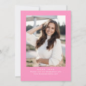 Trendy Roze Bow Ribbon FOTO Afstudeerfeest Kaart (Achterkant)