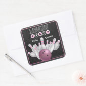 Trendy roze bowling party uitnodigen Sticker (Envelop)