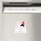 Trendy roze bruid & bruidegom Save The Date Magnet (Insitu (Vaatwasser))