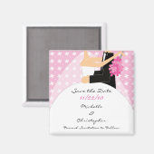 Trendy roze bruid & bruidegom Save The Date Magnet (Voorkant / Achterkant)