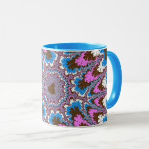 Trendy roze, bruin en lichtblauw fractal mok