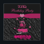 Trendy roze Cake & Zebra Stripes 18th Birthday Kaart<br><div class="desc">Glamoureus girale roze en zwarte 18e verjaardag nodigt tienermeisjes uit. met een geprint glitter zebra bijtpatroon en een leuke, mooie en roze en zwarte cake met diva-celtelefoon, zonnebrillen, sneakers, een schattige schedelhandtas, lipstick, een geprinte boog met schedels en roffels en sterren. De uitnodigingen zijn ook versierd met een gedrukt lintje...</div>