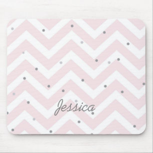 Trendy Roze Chevron Stippen Personaliseerbaar Muismat