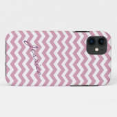 Trendy roze chevron zigzag met naam Case-Mate iPhone case (Achterkant (horizontaal))