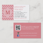 Trendy Roze Chevron Zigzag Monogram Schoonheidssal Visitekaartje (Voorkant / Achterkant)