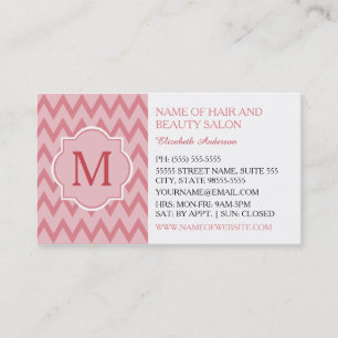 Trendy Roze Chevron Zigzag Monogram Schoonheidssal Visitekaartje