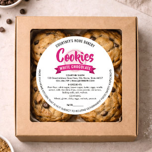 Trendy Roze Cookies Label Cottage Bakkerij Verpakk