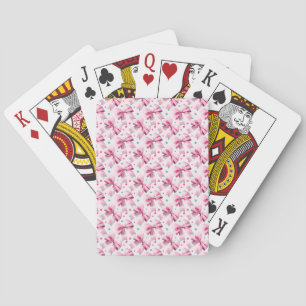 Trendy roze coquette strik met cute meisjesachtige pokerkaarten