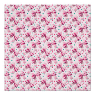 Trendy roze coquette strik met schattig meisjesach perfect poster