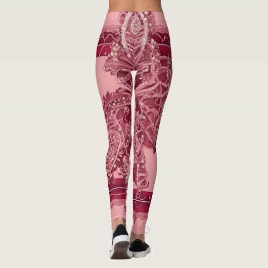 Trendy Roze Cranberry AI kunst Leggings (Achterkant)