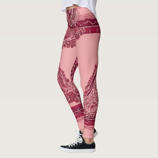 Trendy Roze Cranberry AI kunst Leggings (Links)