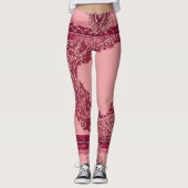 Trendy Roze Cranberry AI kunst Leggings (Voorkant)