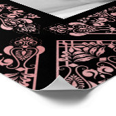 Trendy Roze Damast Aangepaste Foto Rouwkaart Gelie Poster (Hoek)