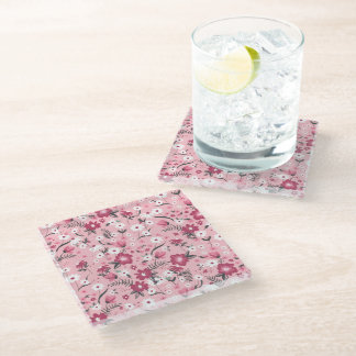 Trendy Roze Ditsy Bloemen Glazen Onderzetter