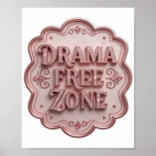 Trendy Roze DRAMA VRIJE ZONE Poster (Voorkant)