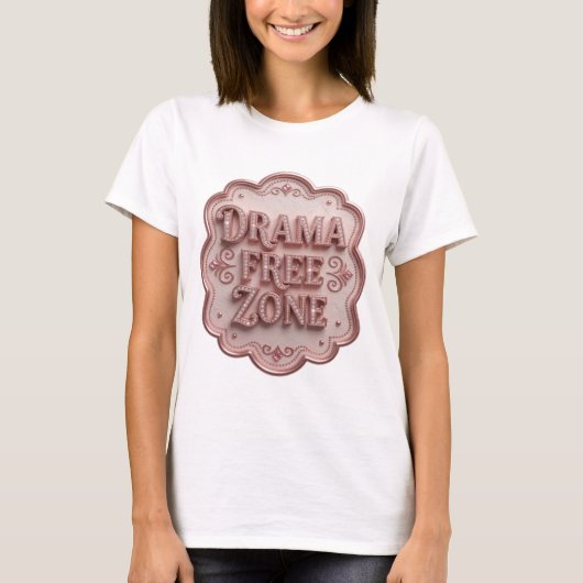 Trendy Roze DRAMA VRIJE ZONE Statement T-shirt (Voorkant)