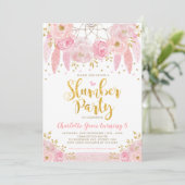 Trendy Roze Dreamcatcher Sleepover Slumber Party Kaart (Staand voorkant)