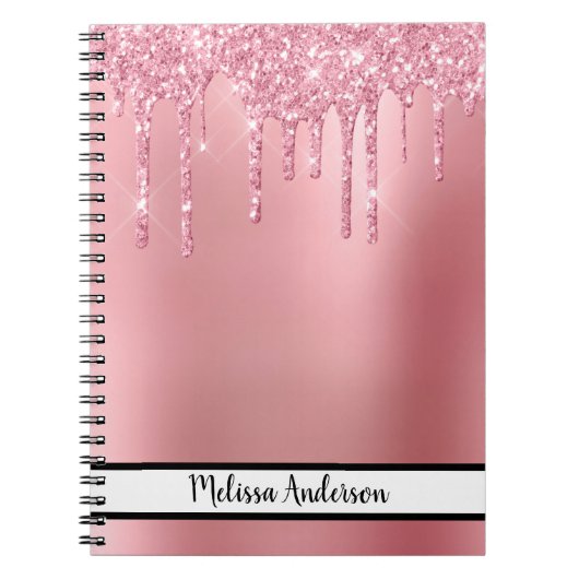 Trendy Roze Dripping Glitter Notitieboek (Voorkant)