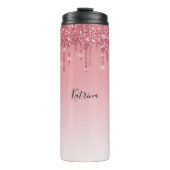 Trendy Roze Dripping Glitter Thermosbeker (Voorkant)