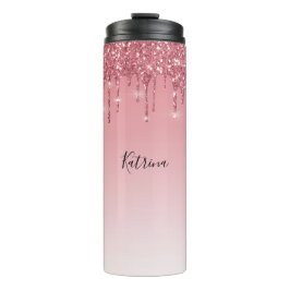 Trendy Roze Dripping Glitter Thermosbeker