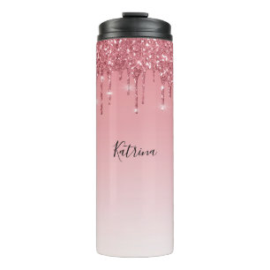 Trendy Roze Dripping Glitter Thermosbeker