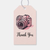 Trendy Roze DSLR Camera Fotografie Gepersonaliseer Cadeaulabel (Achterkant)