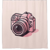 Trendy Roze DSLR Camera Fotografie Gepersonaliseer Douchegordijn (Voorkant)