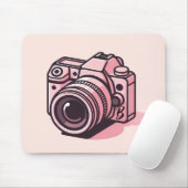 Trendy Roze DSLR Camera Fotografie Gepersonaliseer Muismat (Met muis)