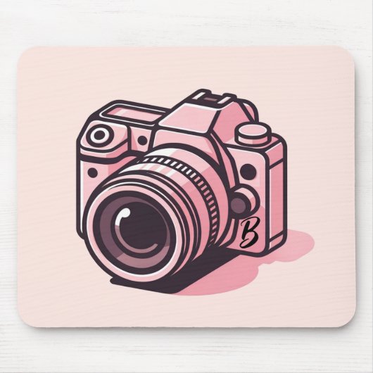 Trendy Roze DSLR Camera Fotografie Gepersonaliseer Muismat (Voorkant)
