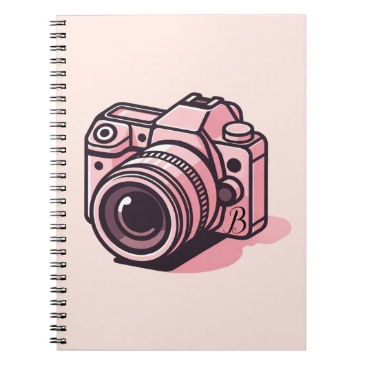 Trendy Roze DSLR Camera Fotografie Gepersonaliseer Notitieboek (Voorkant)