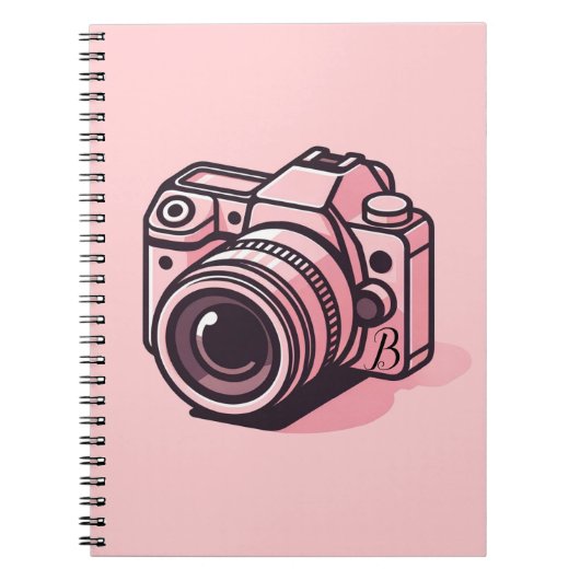 Trendy Roze DSLR Camera Fotografie Gepersonaliseer Notitieboek (Voorkant)