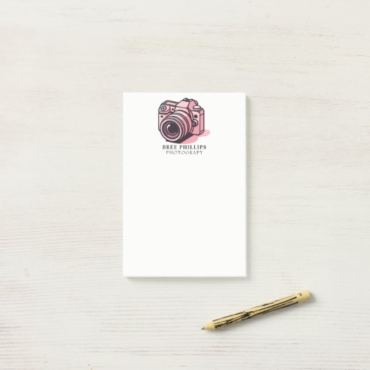 Trendy Roze DSLR Camera Fotografie Gepersonaliseer Post-it® Notes (Op bureau)