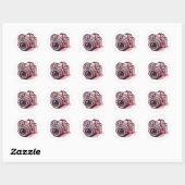 Trendy Roze DSLR Camera Fotografie Gepersonaliseer Ronde Sticker (Vel)