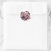 Trendy Roze DSLR Camera Fotografie Gepersonaliseer Ronde Sticker (Tas)