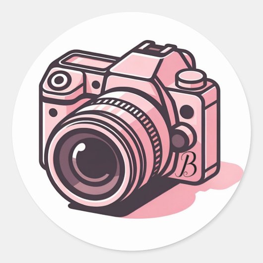 Trendy Roze DSLR Camera Fotografie Gepersonaliseer Ronde Sticker (Voorkant)