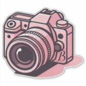 Trendy Roze DSLR Camera Fotografie Gepersonaliseer Sticker (Voorkant)