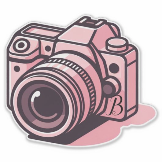 Trendy Roze DSLR Camera Fotografie Gepersonaliseer Sticker (Voorkant)