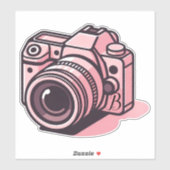 Trendy Roze DSLR Camera Fotografie Gepersonaliseer Sticker (Vel)