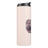 Trendy Roze DSLR Camera Fotografie Gepersonaliseer Thermosbeker (Gedraaid links)