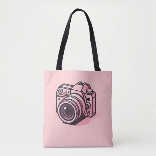Trendy Roze DSLR Camera Fotografie Gepersonaliseer Tote Bag (Voorkant)