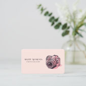 Trendy Roze DSLR Camera Fotografie Gepersonaliseer Visitekaartje (Staand voorkant)