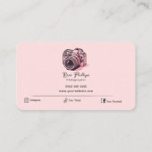 Trendy Roze DSLR Camera Fotografie Gepersonaliseer Visitekaartje (Achterkant)